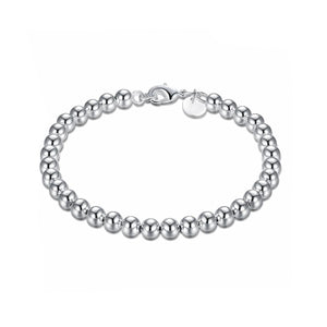 Women's Ladies Silver Plated Small Ball Beads Bracelet Bangle With Lobster Clasp Close UK Seller