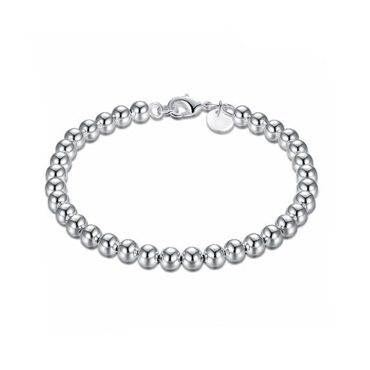 Women's Ladies Silver Plated Small Ball Beads Bracelet Bangle With Lobster Clasp Close UK Seller