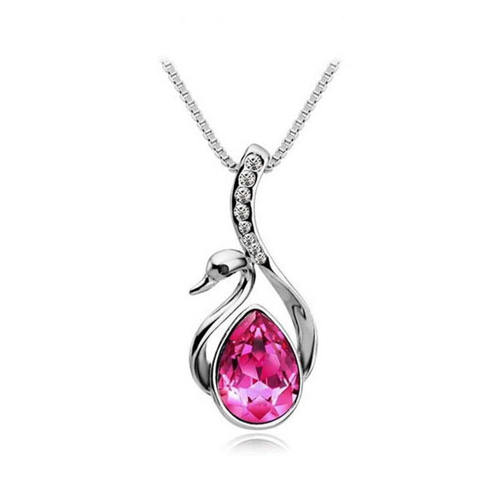 Pink Stone Swan Necklace Ladies Jewellery from Charles William