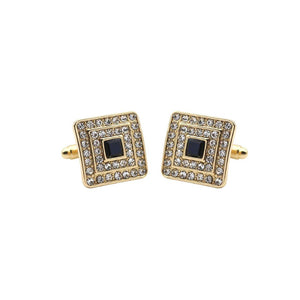 Charles William Classy Gold Cufflinks Square Premium Stones