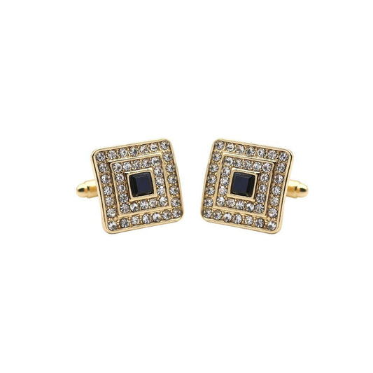 Charles William Classy Gold Cufflinks Square Premium Stones