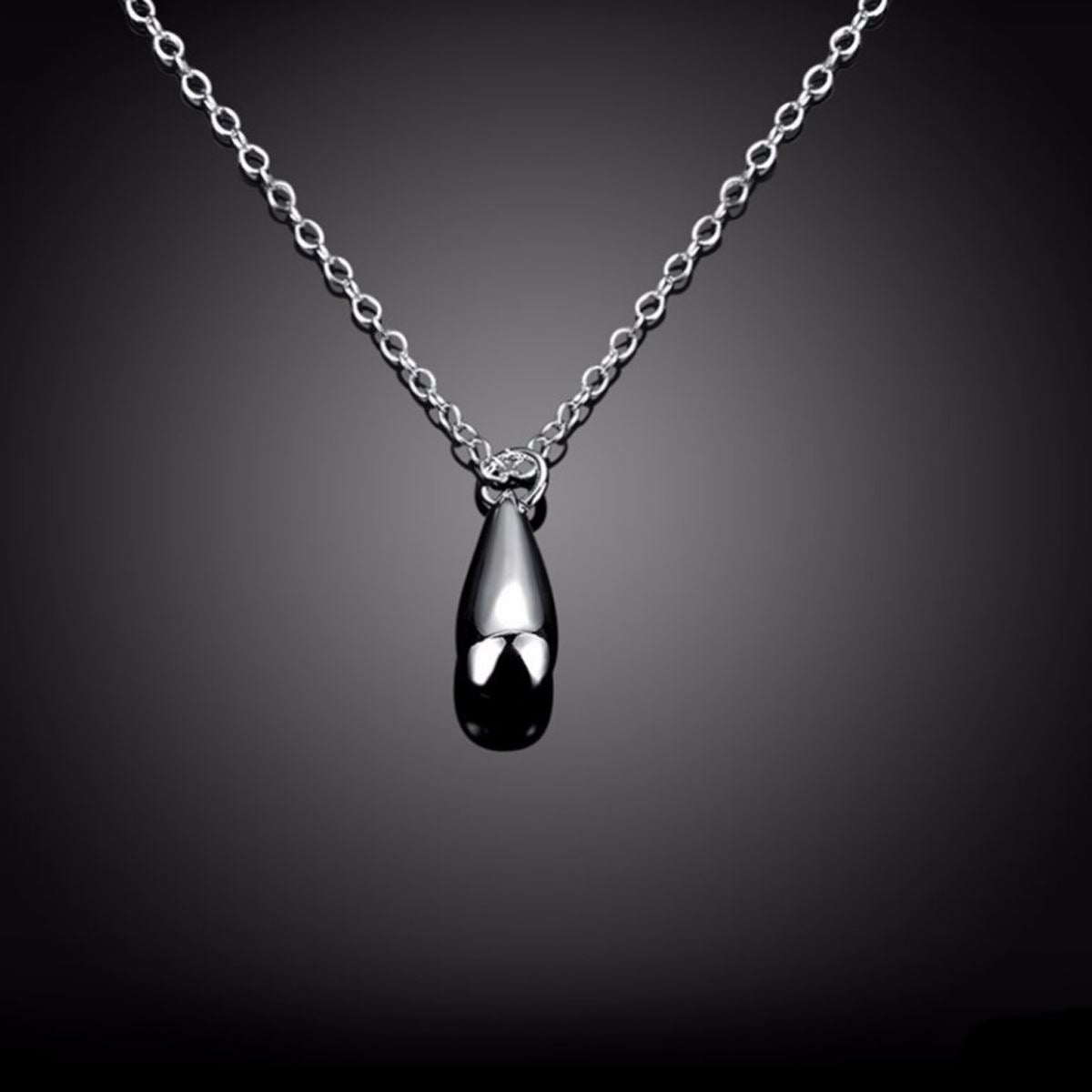 Women's Silver Plated Tear Drop Pendant Necklace On Elegant Chain Fashion UK Seller