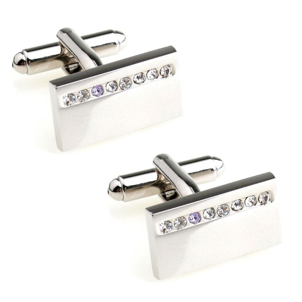 Charles William Mens Luxury Silver Cufflinks Unique Gift Wedding Smart Designer Stone