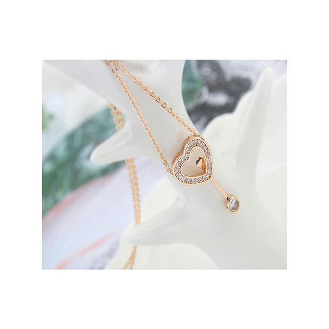 Women's Love Heart Arrow Necklace Pendant Gold With Encrusted Crystal Stones UK