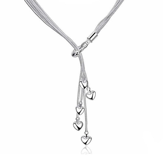 Charles William Beautiful Stunning Hearts Love Pendant Necklace Silver Plated Women's Gift UK