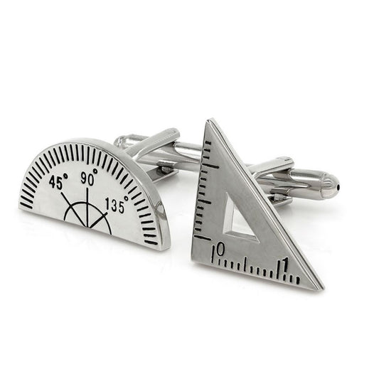 Charles William Maths Protractor Ruler Party Cufflinks Novelty Wedding Fun Birthday Gift UK