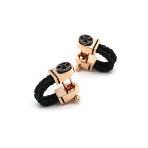 Charles William Rose Gold Cufflinks with Novelty Loop