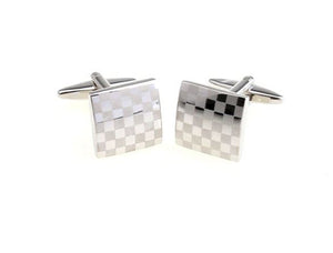 Charles William Square Checkerboard Silver Cufflinks