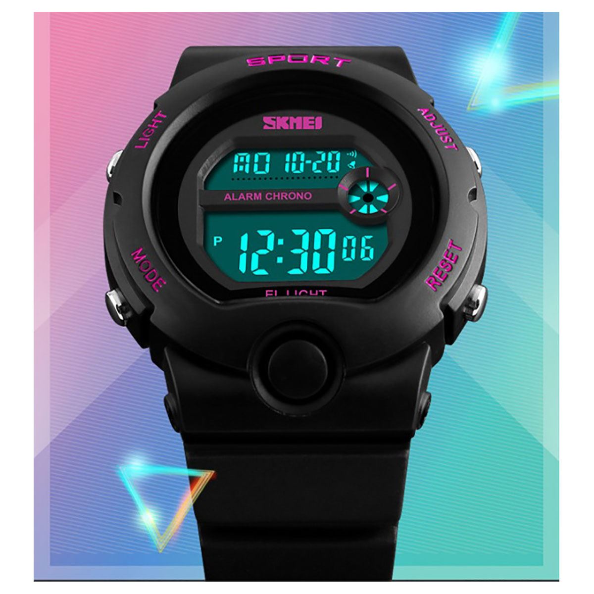 Skmei Girls Kids Black Digital With Pink Markers Watch 50m Water Resistant With Stopwatch Alarm Perfect For Ages 5-13 DG1334B