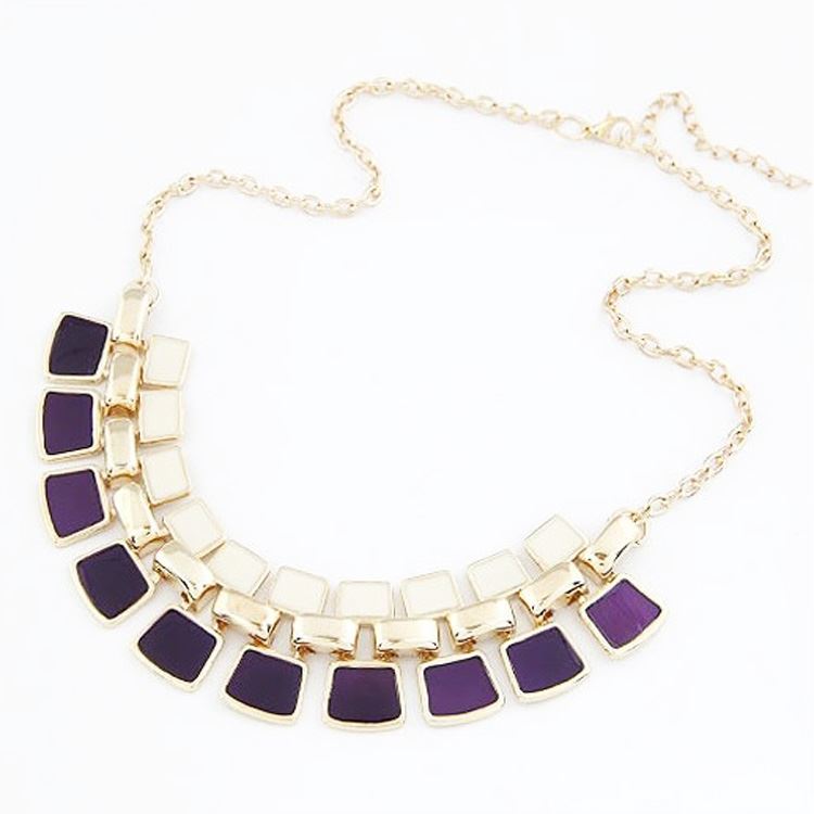 Women's Statement Purple & Cream Necklace Enamel Jewellery Gold Tone Fashion Accessory UK