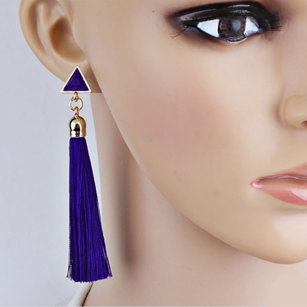 Blue Drop Tassle Tassel Earrings Dress Fashion Present Gift Ladies Girls Womans