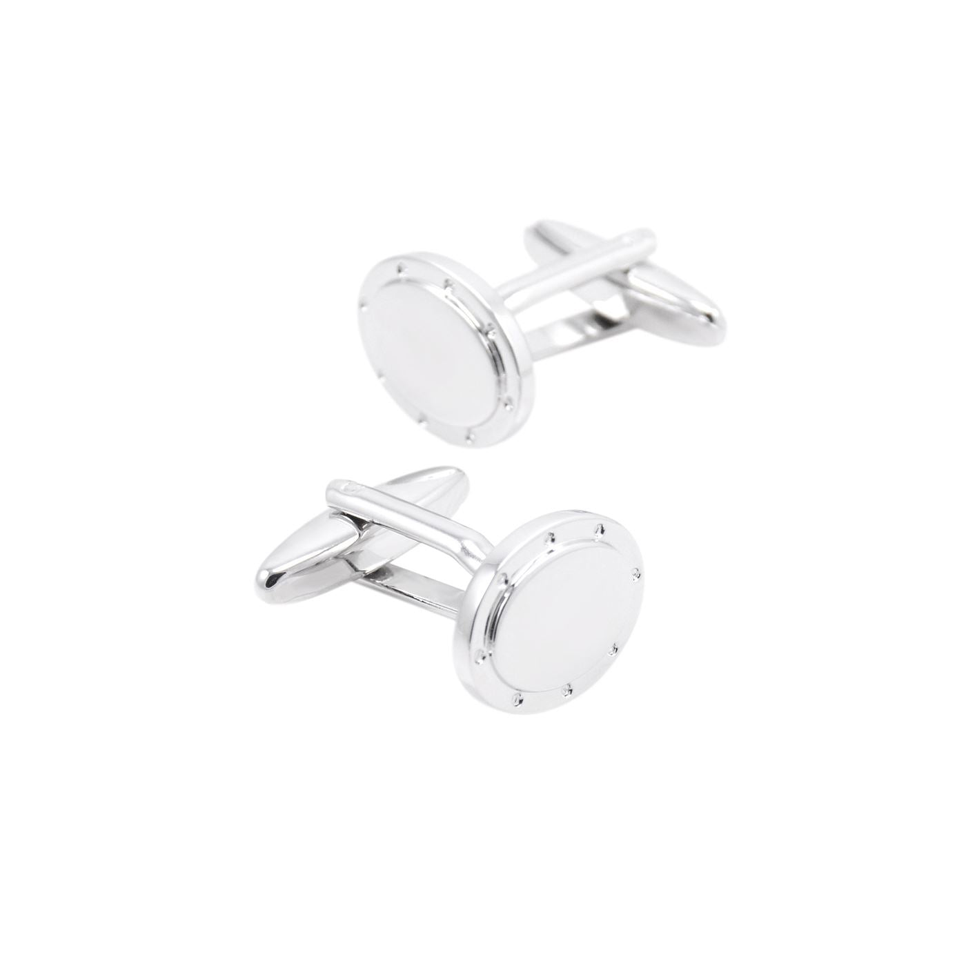 Charles William Oval Silver Cufflinks Shirt Sleeve White Stud Screw Button Cuff Link UK