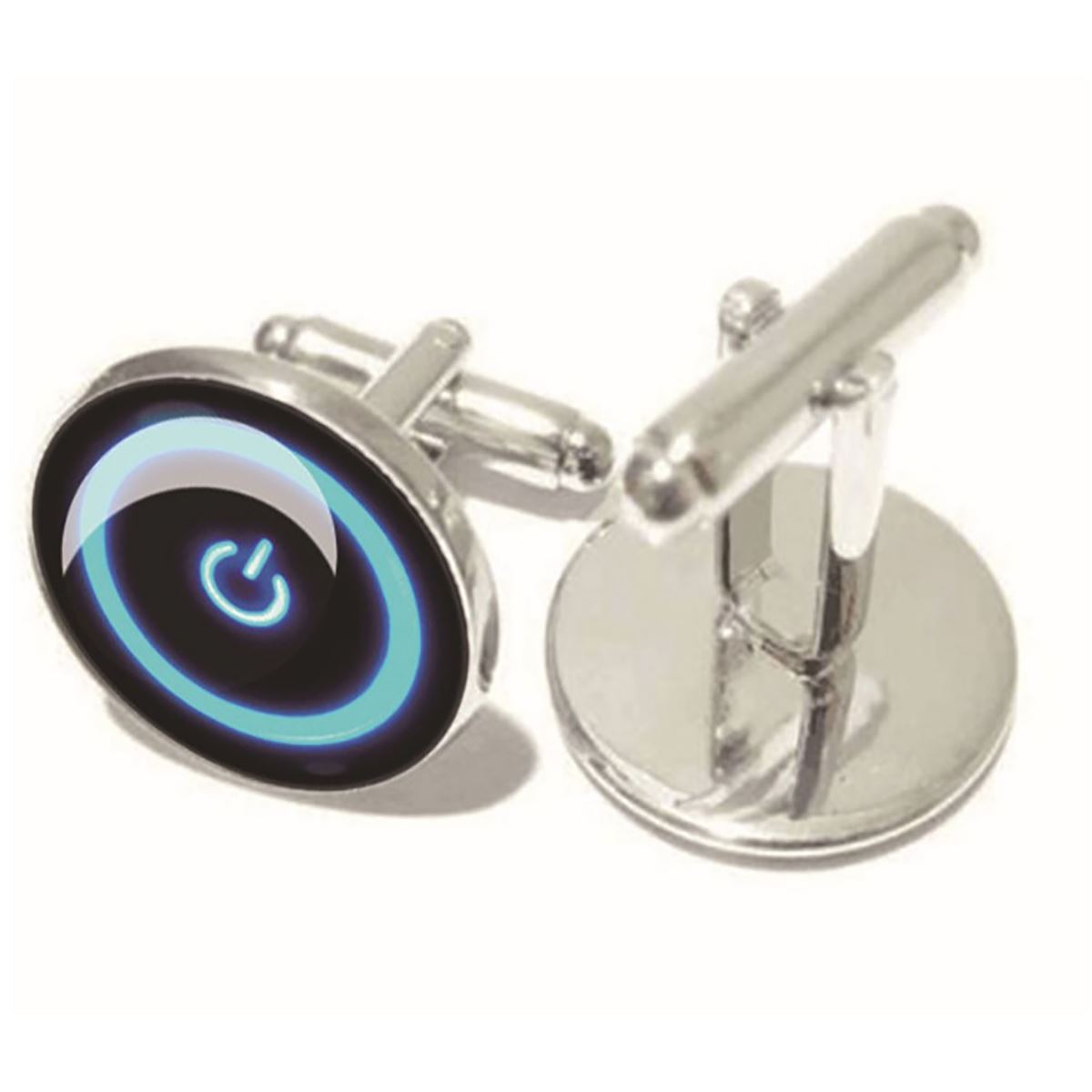 Charles William Novelty Computer Tablet Power Button Fun Cool Bright Cufflinks Smart Gift Shirt