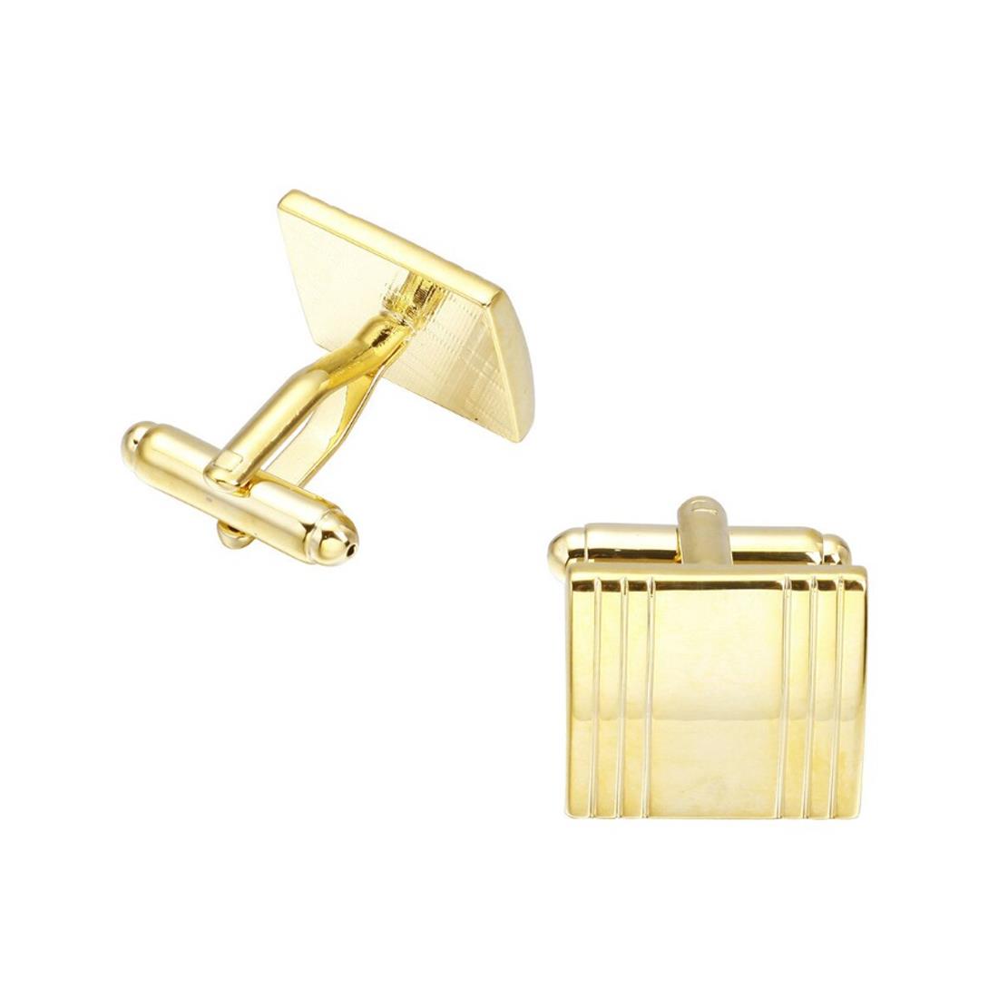 Charles William Gold Cufflinks Square Shape Premium Quality Free Pouch