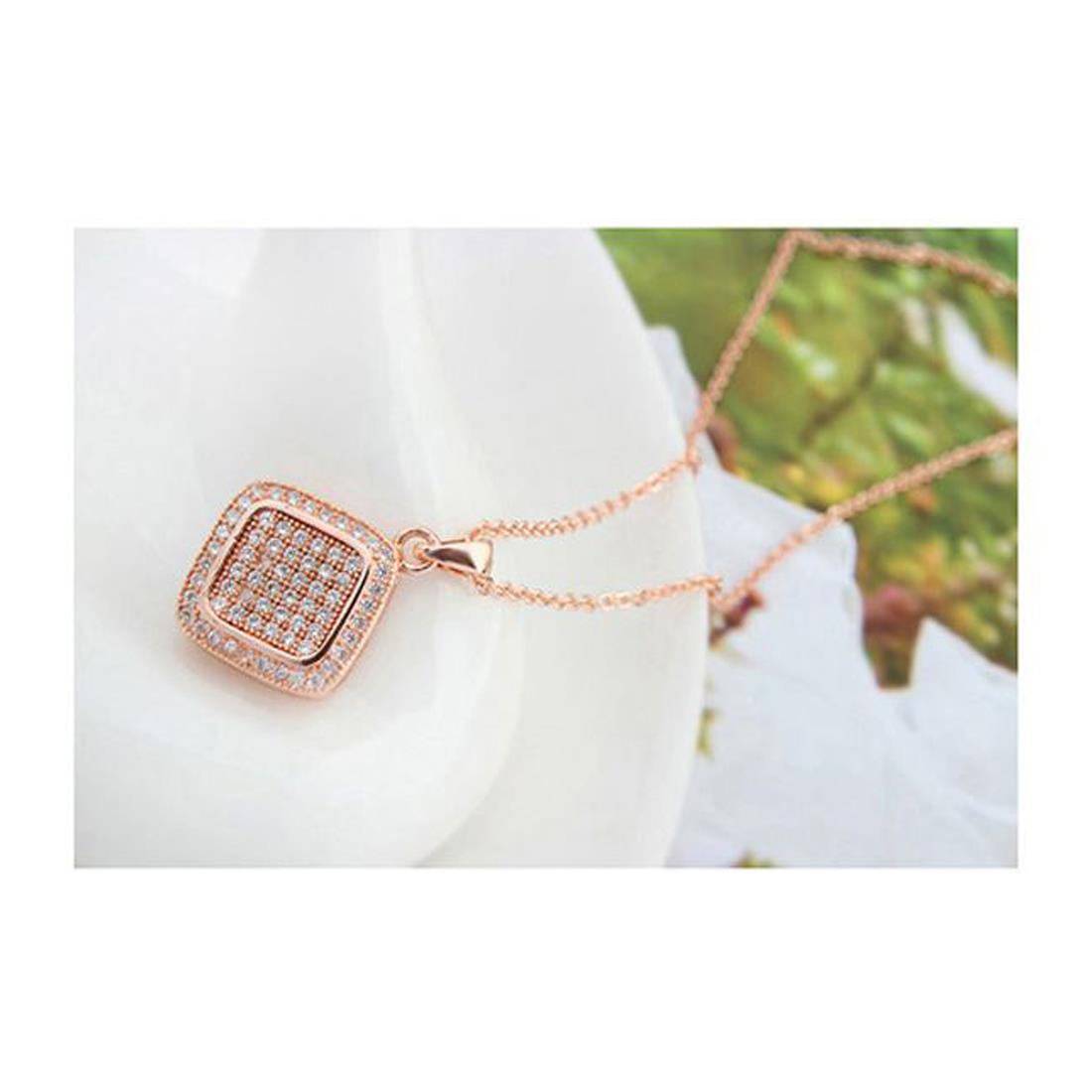 Stunning Sparkle Diamond Shape Necklace With Crystal Stones Encrusted Rose Gold UK