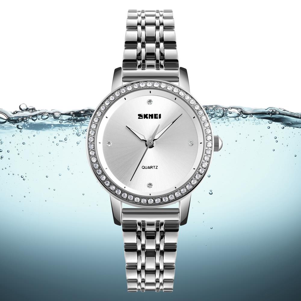 Skmei Silver Classic Women's Ladies Watch Crystal Stones Stainless Steel Mesh Strap SK1311S