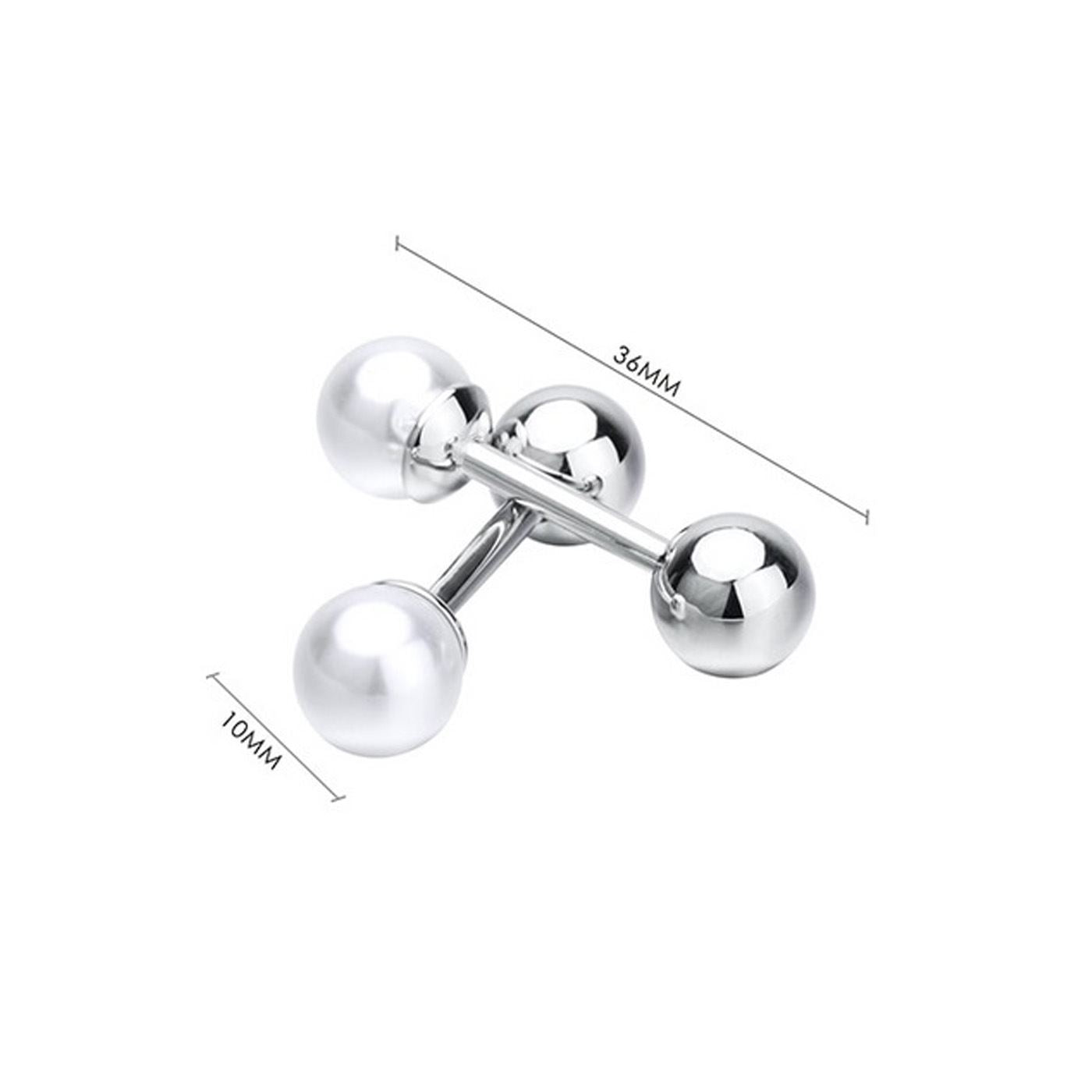 Charles William Smart Pearl Silver Round Ball Cufflinks Stud Oval Business Wedding Shirt UK