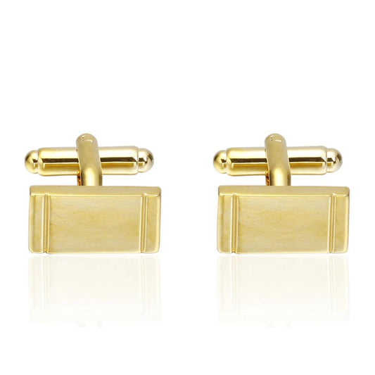 Charles William Classy Gold Cufflinks Rectangle Shape Premium Quality Free Pouch