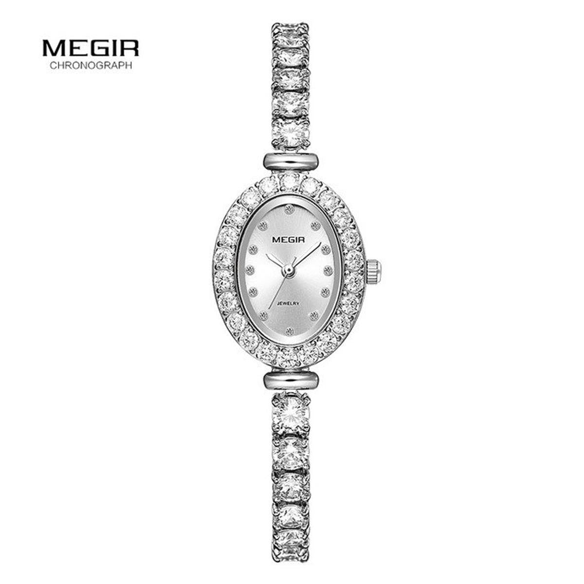 Megir Premium Megir Ladies Round Quartz Analogue Luxury Watch Silver Smart Watches UK