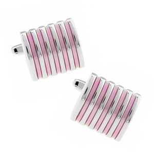Charles William Pink and Silver Stripe Cufflinks
