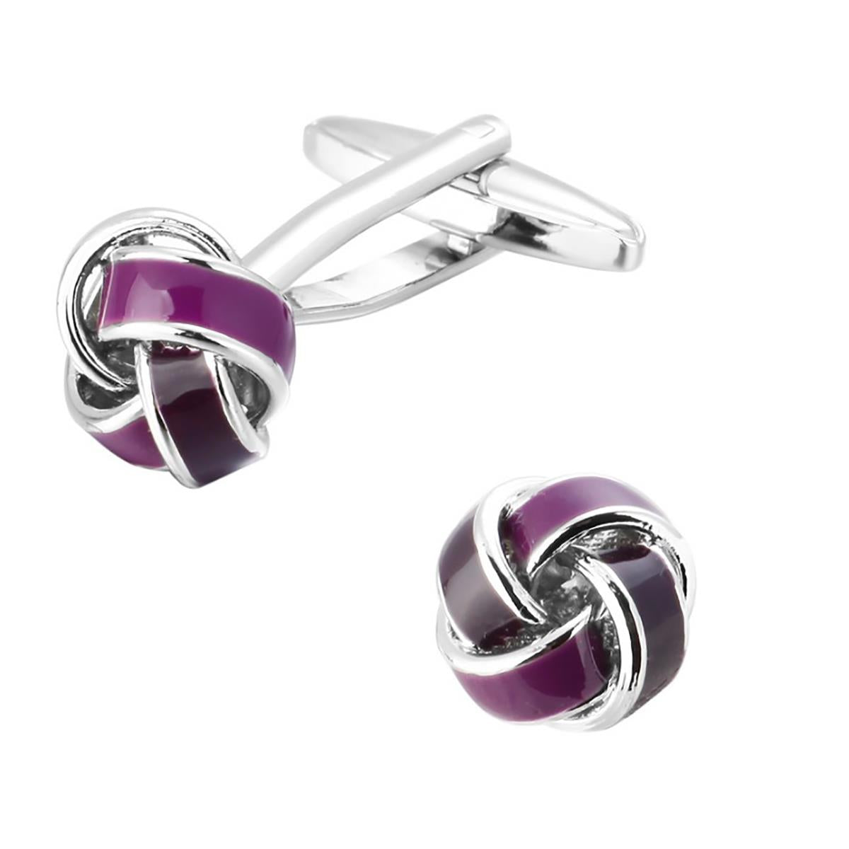 Charles William Luxury Shirt Cufflinks Silver and Purple Knot