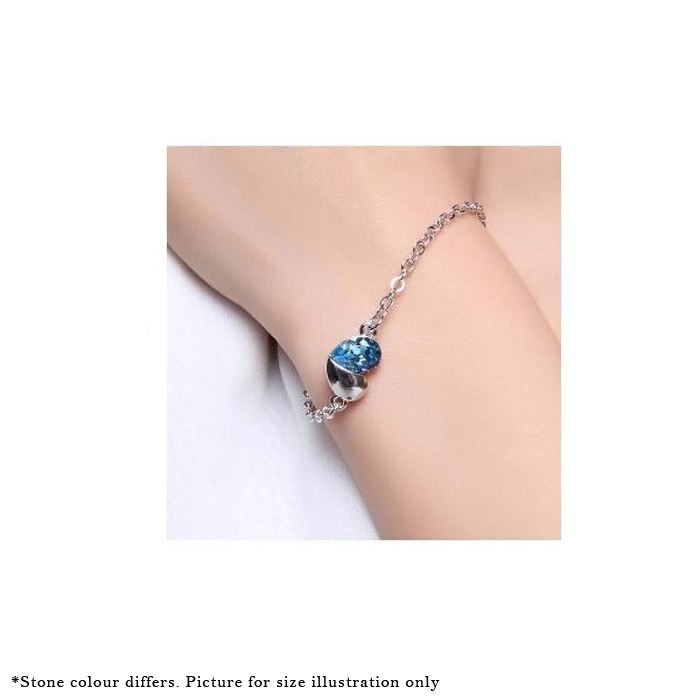 Dark Blue Designer Love Heart Themed Crystal Silver Jewellery Bracelet Present Gift UK