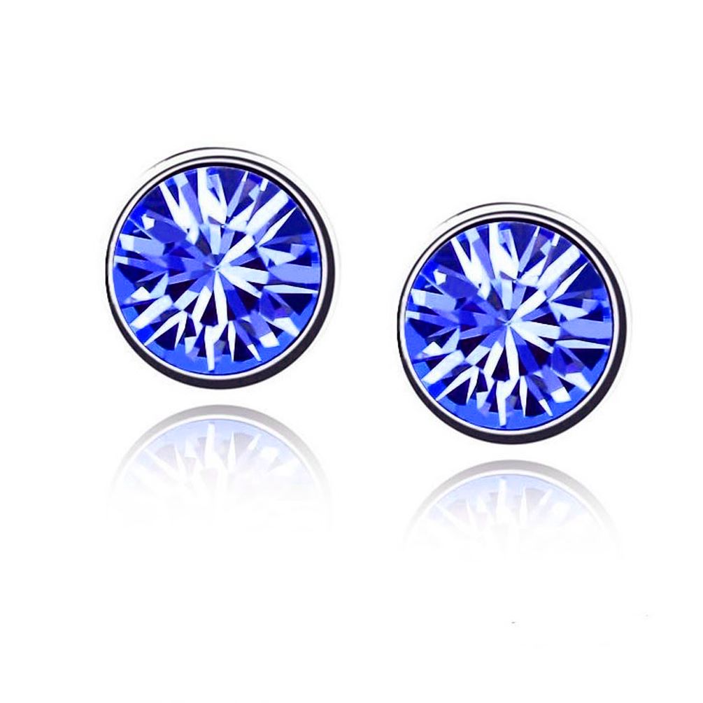 Women's Girls Small Crystal Stud Earrings Jewellery Dark Blue Quality Product from UK Seller