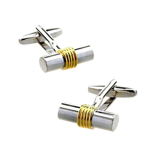 Charles William Elegant Two Tone Gold Silver Barrel Round Cufflinks Smart Office Wedding UK