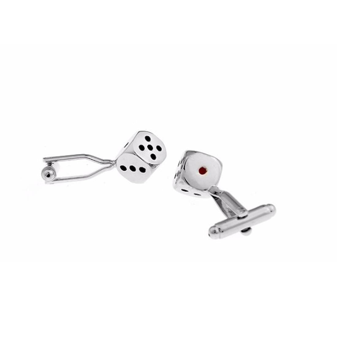 Charles William Silver Dice Cufflinks Gamble Roll Present Lucky Charm Throw Good Luck Poker UK