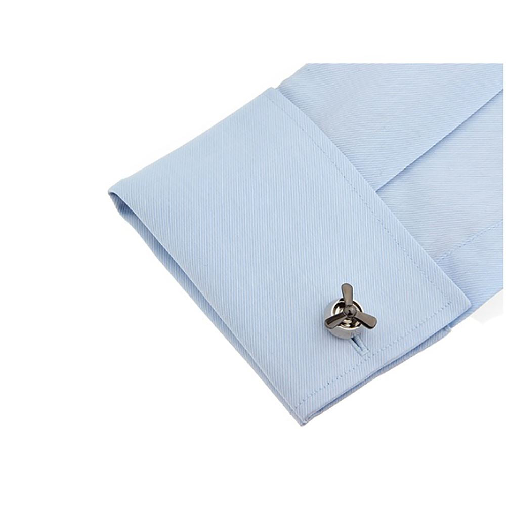 Charles William Luxury Spinner Propeller Cufflinks Silver Helicopter Boat Pilot Airplane Jet UK