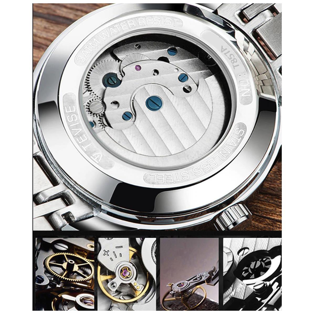 Tevise Mens Automatic Mechanical Watch White Gold Smart Watches T820