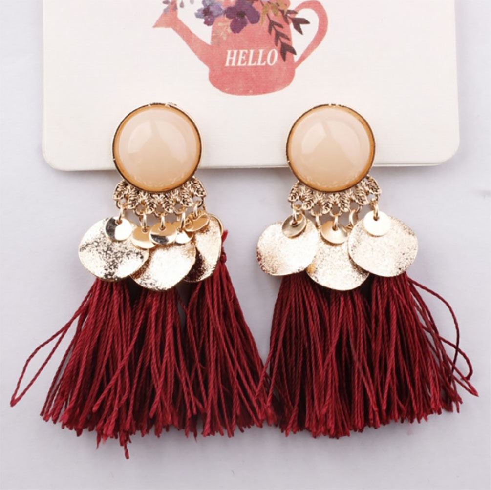 White Red Gold Drop Tassle Tassel Earrings Dress Fashion Ladies Girls Womans UK