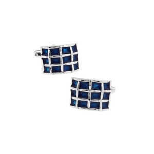 Charles William Blue and Silver Criss Cross Cufflinks