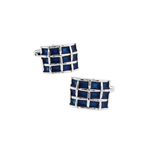 Charles William Premium Blue Silver Criss Cross Cufflinks Novelty Pattern Shirt Cuff Links Fashion UK