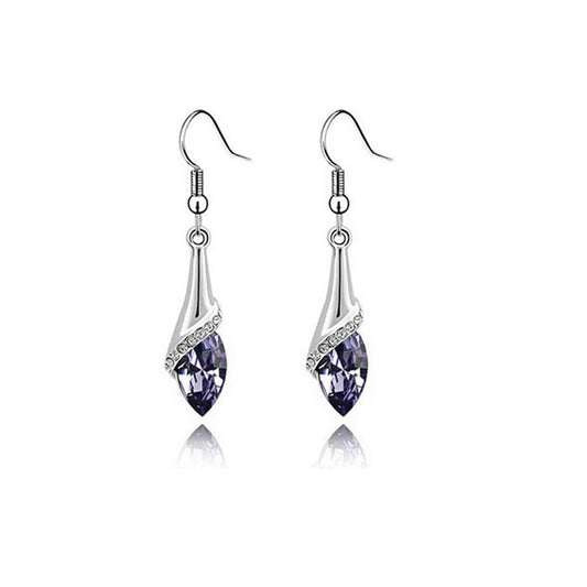 Women's Girls Light Violet Stone Fold Drop Earrings Crystal Stone Gift from Charles William