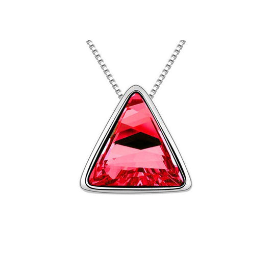 Women's Ladies Girls Triangle Pendant Necklace Red Stone Encrusted Mix & Match Jewellery UK Seller