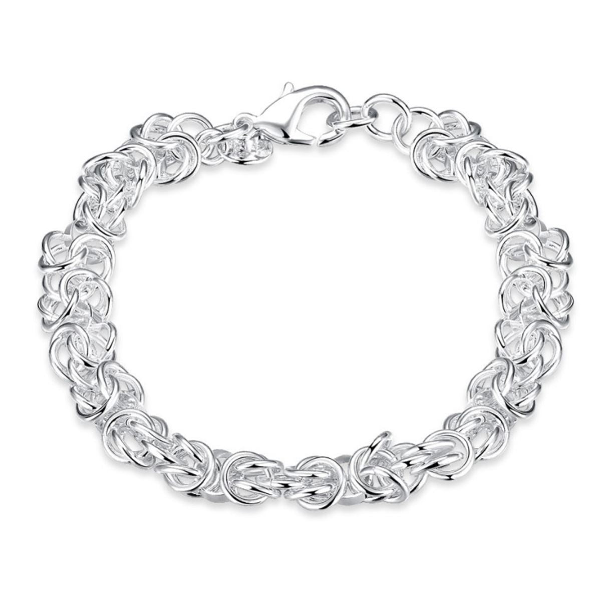 Women's Ladies Intricate Silver Plated Chain Bracelet With Lobster Clasp Close Modern Design UK Seller