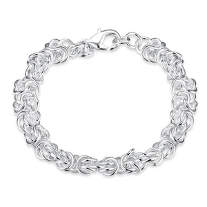Women's Ladies Intricate Silver Plated Chain Bracelet With Lobster Clasp Close Modern Design UK Seller