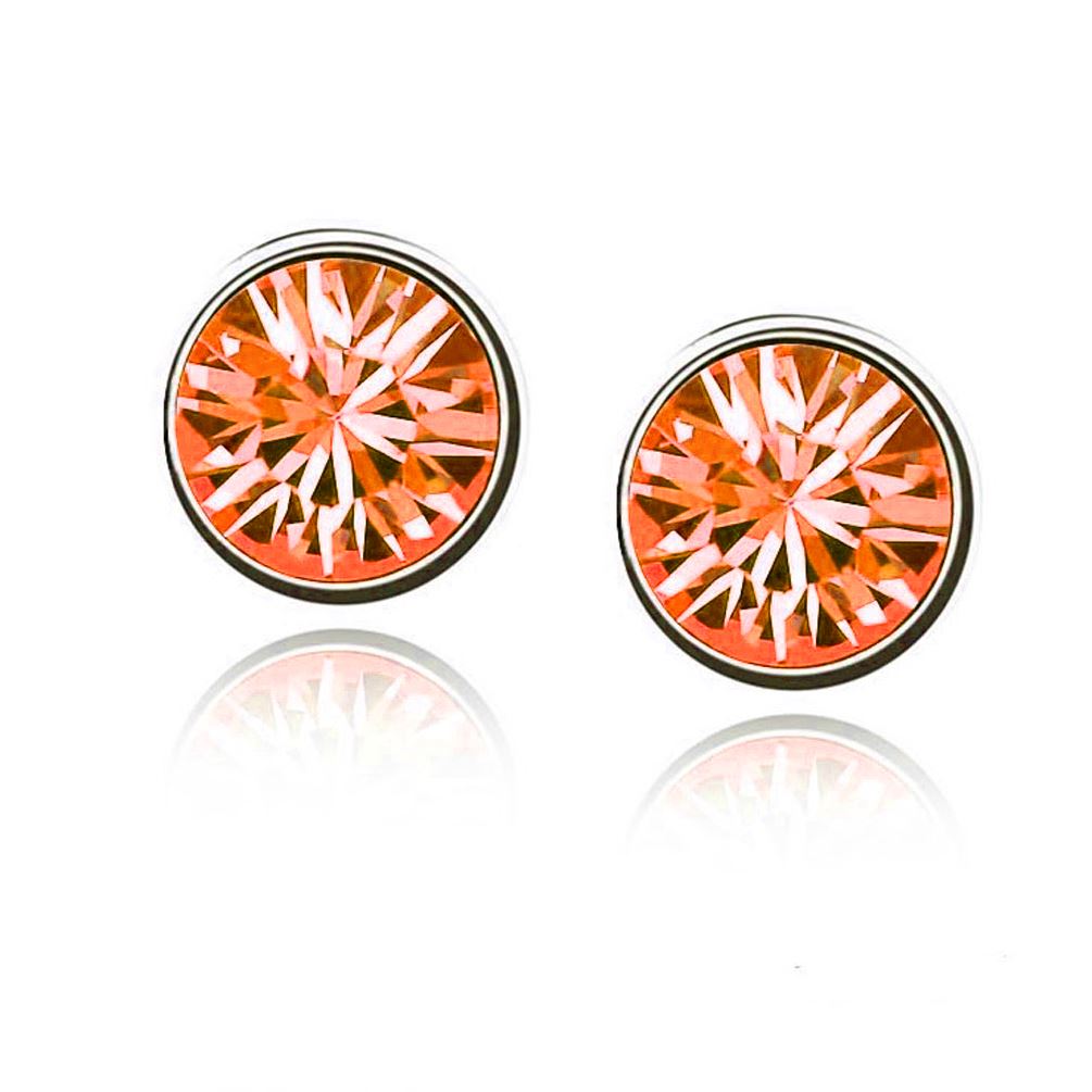 Girls Small Crystal Stud Earrings Jewellery Fire Orange (Available in 9 Colours)