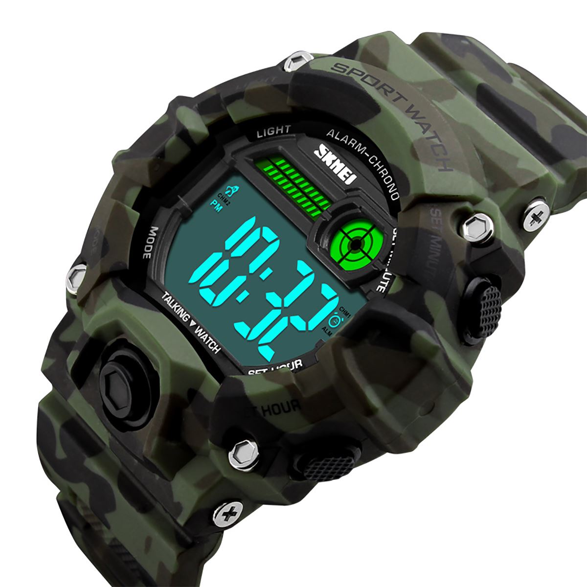 Skmei Large Display Digital Watch Camouflage Loud Alarm Cam 50m Sports Watch UK Seller