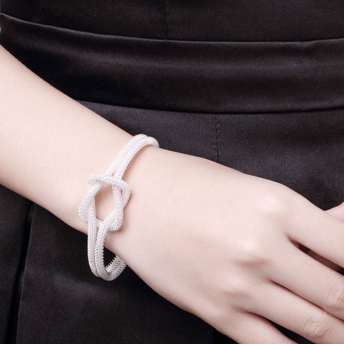 Charles William Large Intricate Silver Plated Bow Bracelet Bangle Unique Gift UK