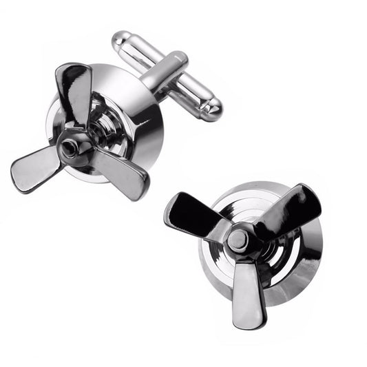 Charles William Luxury Spinner Propeller Cufflinks Silver Helicopter Boat Pilot Airplane Jet UK