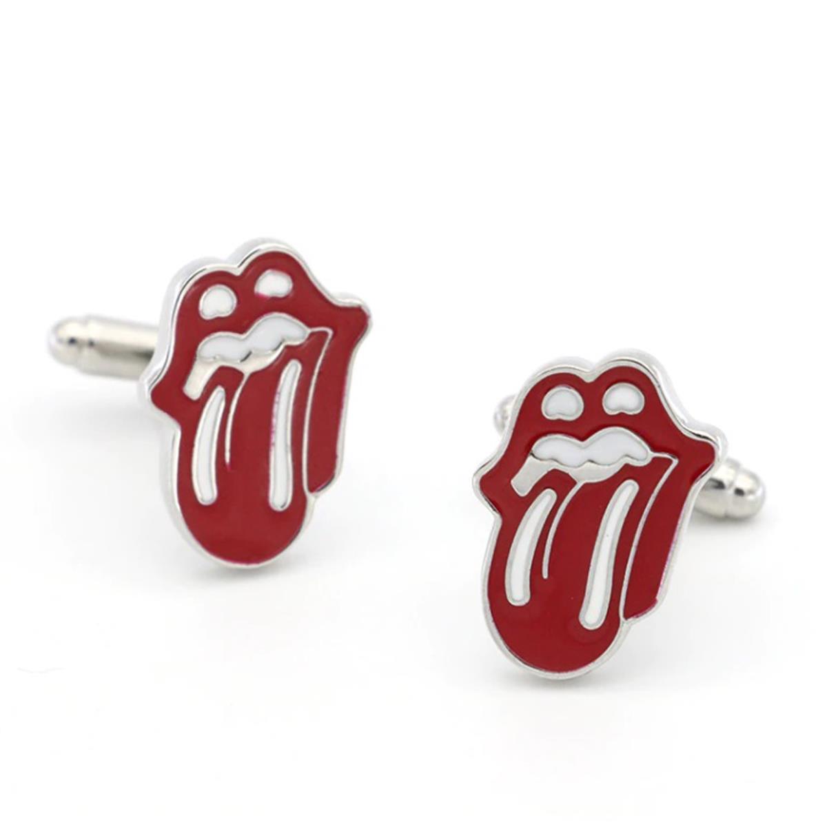 Charles William Silver Red Stick Out Tongue Cufflinks Diss Rude Lips Mouth Teeth Cheeky Present UK