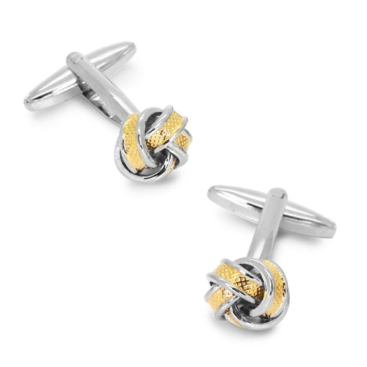 Charles William Gold Silver Knot Cufflinks Two Tone Colour Shirt Cuff Button Elegant Classy Premium Quality