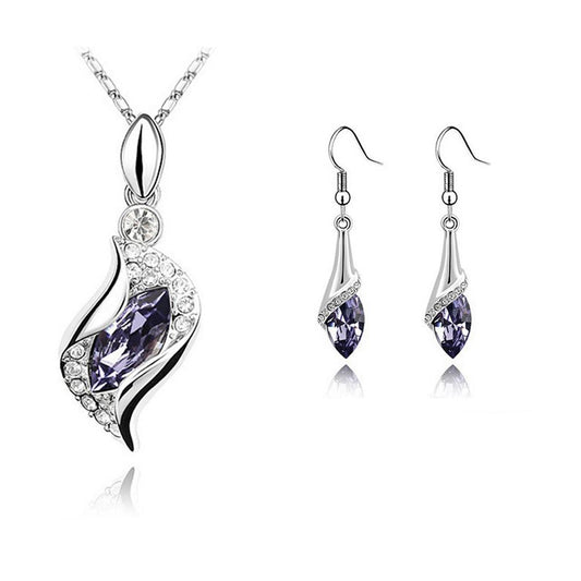 Beautiful Light Violet Stone Necklace & Earrings Jewellery Set from Charles William