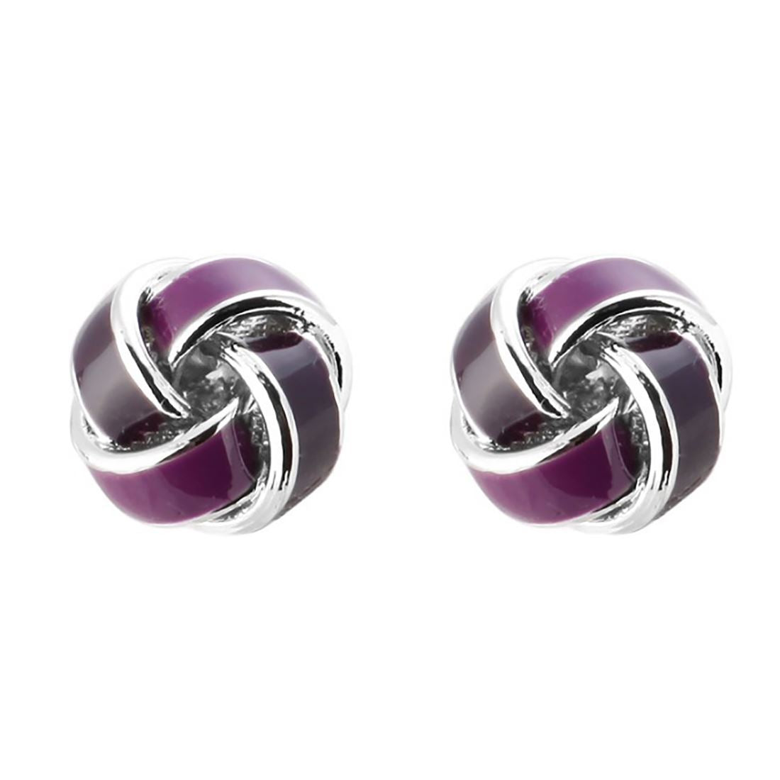 Charles William Luxury Shirt Cufflinks Silver and Purple Knot