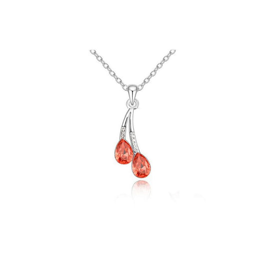 Beautiful Waterdrop Pendant Necklace Jewellery Silver Fire Orange from Charles William