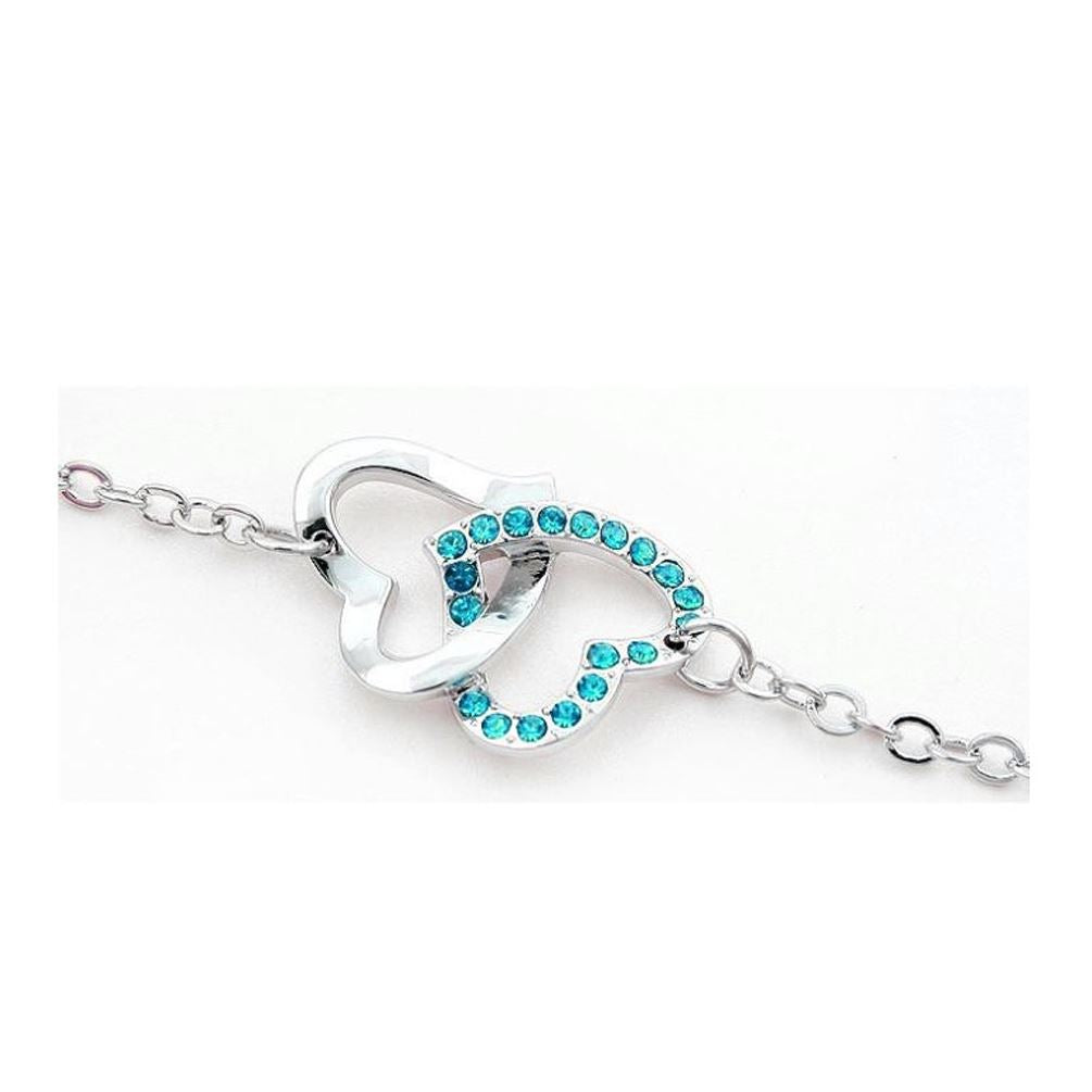 Women's Double Heart Intertwined Love Bracelet Sky Blue ladies Jewellery from Charles William