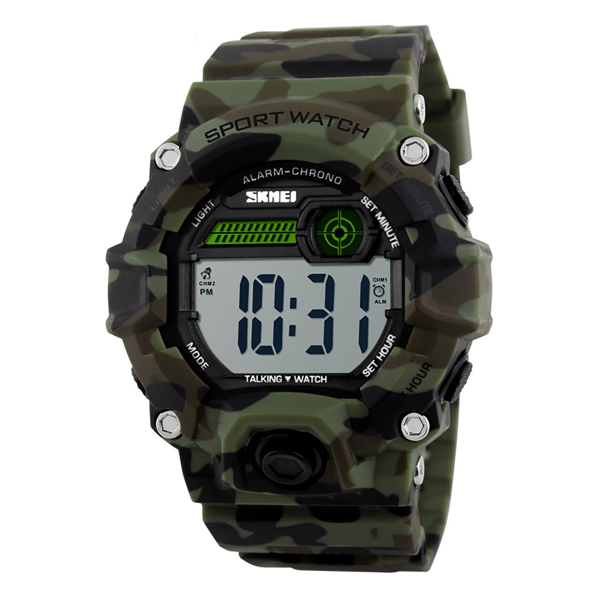 Skmei Large Display Digital Watch Camouflage Loud Alarm Cam 50m Sports Watch UK Seller