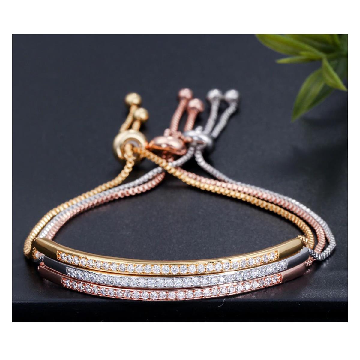 Premium Bracelet Bangle Rose Gold With Stunning Stones Adjustable ALL Sizes UK